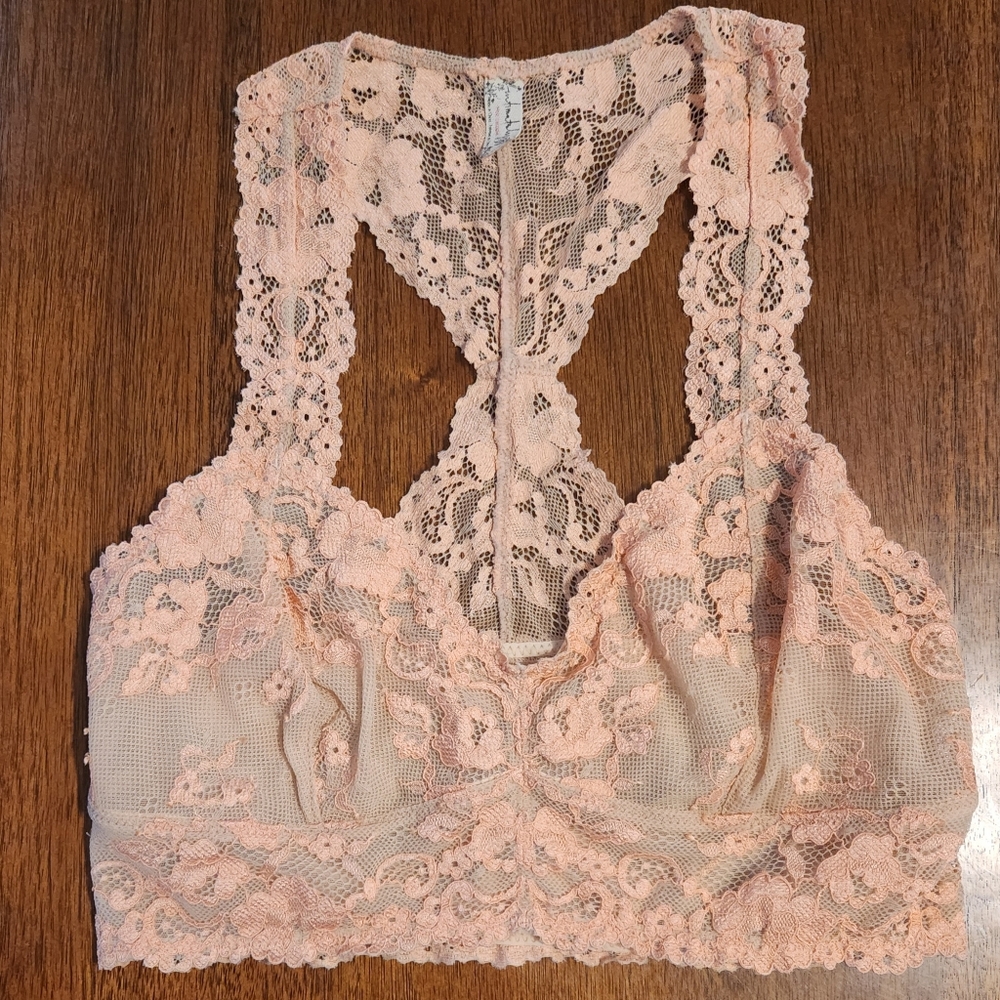 Free People Lace Bralette in Peach Size Xs- Small